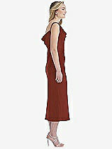 Side View Thumbnail - Auburn Moon Asymmetrical One-Shoulder Cowl Midi Slip Dress