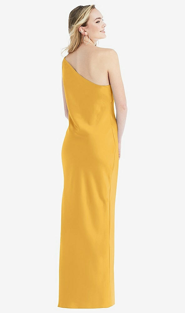 Back View - NYC Yellow One-Shoulder Asymmetrical Maxi Slip Dress
