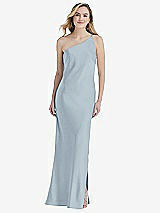 Front View Thumbnail - Mist One-Shoulder Asymmetrical Maxi Slip Dress