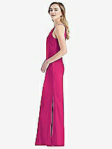 Side View Thumbnail - Think Pink One-Shoulder Asymmetrical Maxi Slip Dress