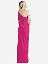 Rear View Thumbnail - Think Pink One-Shoulder Asymmetrical Maxi Slip Dress