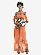 Alt View 2 Thumbnail - Sweet Melon Off-the-Shoulder Ruffled High Low Maxi Dress