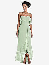 Alt View 1 Thumbnail - Celadon Off-the-Shoulder Ruffled High Low Maxi Dress