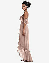 Side View Thumbnail - Neu Nude Off-the-Shoulder Ruffled High Low Maxi Dress