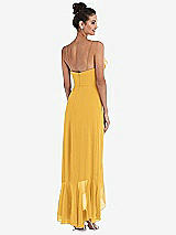 Rear View Thumbnail - NYC Yellow Ruffle-Trimmed V-Neck High Low Wrap Dress