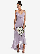 Alt View 1 Thumbnail - Lilac Haze Ruffle-Trimmed V-Neck High Low Wrap Dress