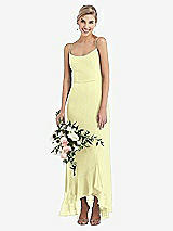 Alt View 1 Thumbnail - Butter Yellow Scoop Neck Ruffle-Trimmed High Low Maxi Dress