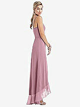 Side View Thumbnail - Dusty Pink Scoop Neck Ruffle-Trimmed High Low Maxi Dress