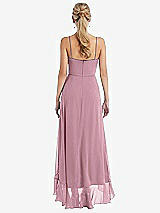 Rear View Thumbnail - Dusty Pink Scoop Neck Ruffle-Trimmed High Low Maxi Dress