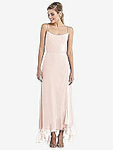 Front View Thumbnail - Blush Scoop Neck Ruffle-Trimmed High Low Maxi Dress