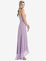 Side View Thumbnail - Pale Purple Scoop Neck Ruffle-Trimmed High Low Maxi Dress