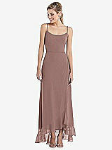 Front View Thumbnail - Sienna Scoop Neck Ruffle-Trimmed High Low Maxi Dress