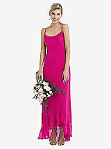 Alt View 1 Thumbnail - Think Pink Scoop Neck Ruffle-Trimmed High Low Maxi Dress