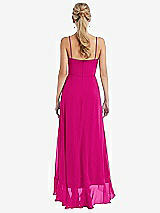 Rear View Thumbnail - Think Pink Scoop Neck Ruffle-Trimmed High Low Maxi Dress