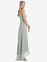 Side View Thumbnail - Willow Green Scoop Neck Ruffle-Trimmed High Low Maxi Dress