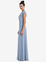 Side View Thumbnail - Cloudy Flutter Sleeve V-Keyhole Chiffon Maxi Dress