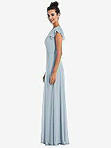 Side View Thumbnail - Mist Flutter Sleeve V-Keyhole Chiffon Maxi Dress