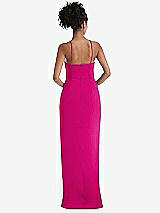 Rear View Thumbnail - Think Pink Halter Draped Tulip Skirt Maxi Dress