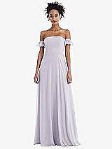 Front View Thumbnail - Moondance Off-the-Shoulder Ruffle Cuff Sleeve Chiffon Maxi Dress