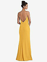 Rear View Thumbnail - NYC Yellow Open-Back High-Neck Halter Trumpet Gown