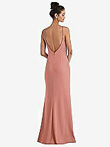 Rear View Thumbnail - Desert Rose Open-Back High-Neck Halter Trumpet Gown