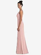 Side View Thumbnail - Rose - PANTONE Rose Quartz Open-Back High-Neck Halter Trumpet Gown