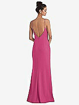 Rear View Thumbnail - Tea Rose Open-Back High-Neck Halter Trumpet Gown