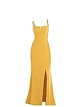 Alt View 1 Thumbnail - NYC Yellow Notch Crepe Trumpet Gown with Front Slit