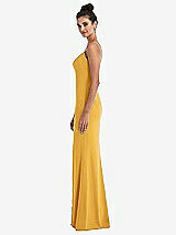 Side View Thumbnail - NYC Yellow Notch Crepe Trumpet Gown with Front Slit
