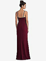 Rear View Thumbnail - Cabernet Notch Crepe Trumpet Gown with Front Slit