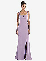 Front View Thumbnail - Pale Purple Notch Crepe Trumpet Gown with Front Slit