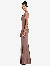 Side View Thumbnail - Sienna Notch Crepe Trumpet Gown with Front Slit