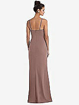 Rear View Thumbnail - Sienna Notch Crepe Trumpet Gown with Front Slit
