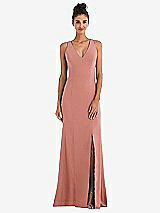 Rear View Thumbnail - Desert Rose Criss-Cross Cutout Back Maxi Dress with Front Slit