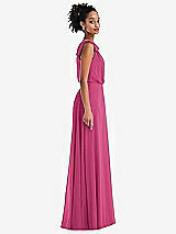 Side View Thumbnail - Tea Rose One-Shoulder Bow Blouson Bodice Maxi Dress