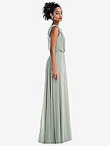 Side View Thumbnail - Willow Green One-Shoulder Bow Blouson Bodice Maxi Dress